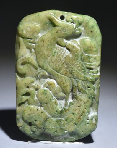 2,4" alte chinesische Hongshan Kultur Jade geschnitzte Blume Phönix Yu Bi Anhänger