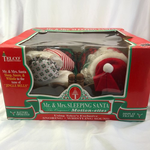 Telco Sleeping Mr. & Mrs. Sleeping Santa 1995 -Whistles Snores Jingle Bells L@@K - Picture 4 of 10