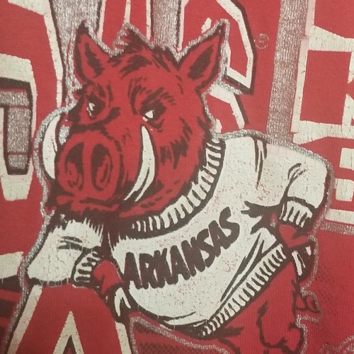 Vintage Arkansas Razorbacks T Shirt Short Sleeve Jerzees 50/50 Made In USA Large - Picture 10 of 24