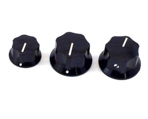 Black-Vintage-Style-Knobs-for-Fender-USA-Jazz-Bass-1-4-034-Solid-Shaft-PK-0174-023