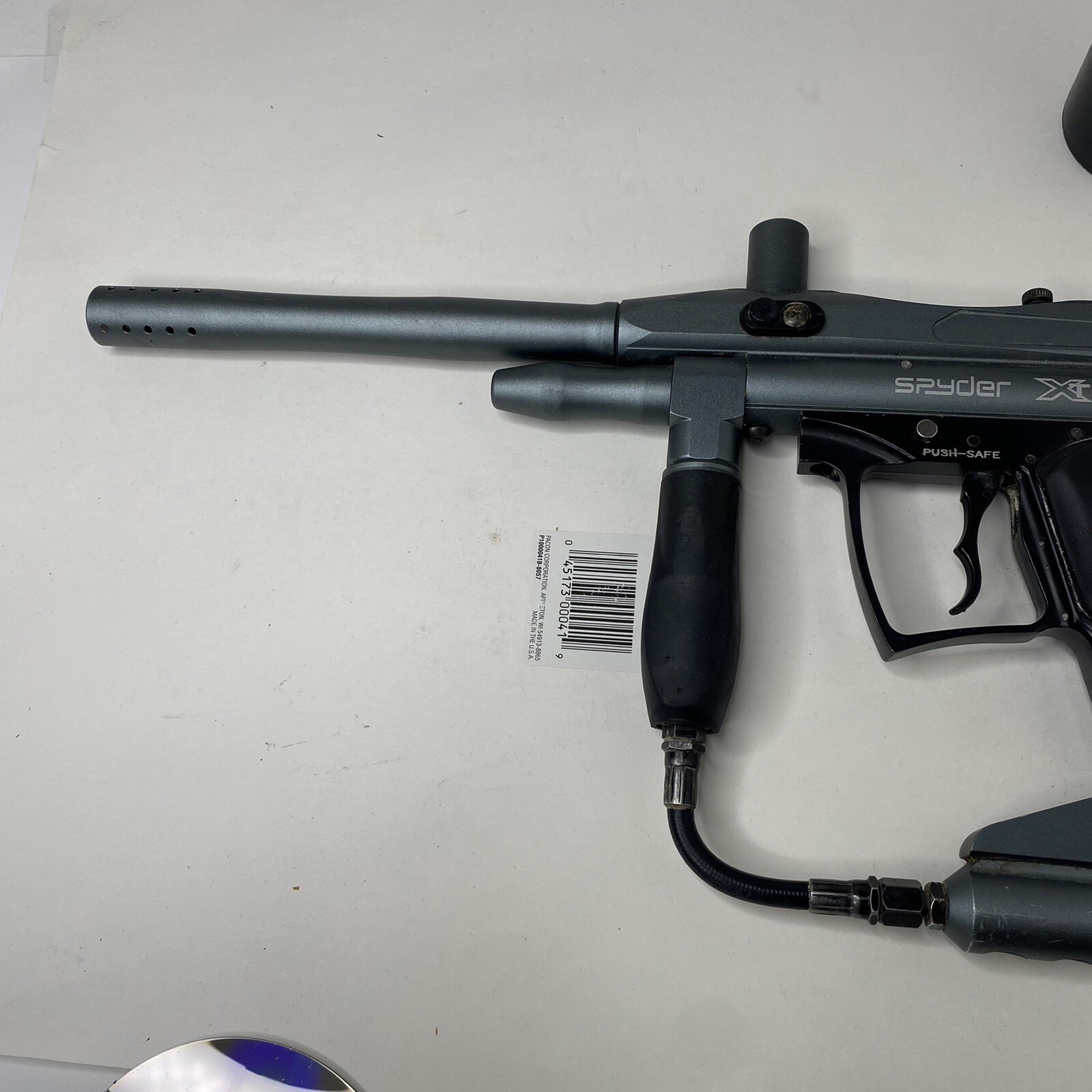 Spyder Xtra Charcoal Gray Blue SemiAuto Paintball Gun with Bearl and