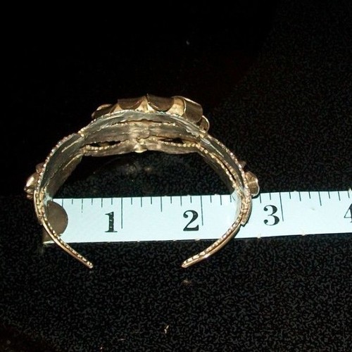 Vintage Sterling Silver & Amethyst Cabochon Cuff Bracelet STAMPED 48+G - Picture 10 of 12