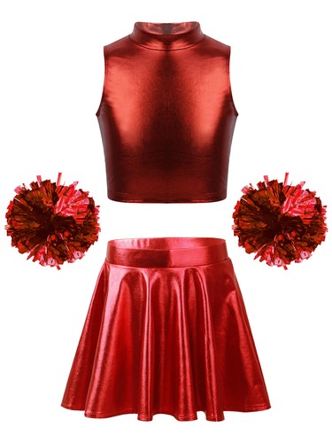 Kinder Mädchen bauchfreies Oberteil mit Rock ärmellos Jazz Tanzkleidung Outfit Activewear 2-teilig - Bild 44 von 74