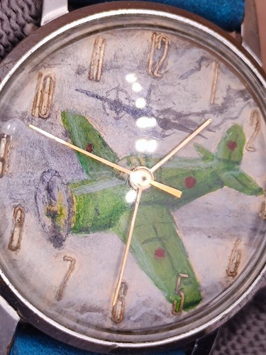 Piece Unique Vintage Watch Vostok Artwork Aircrafts Dogfight Soviet Men USSR - Picture 17 of 17