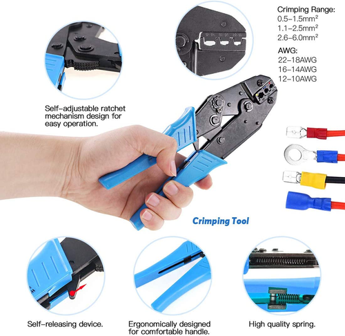 Professional Self-Adjustable Ratchet Wire Crimping Pliers AWG 22-10 and a Wire S - Picture 3 of 12