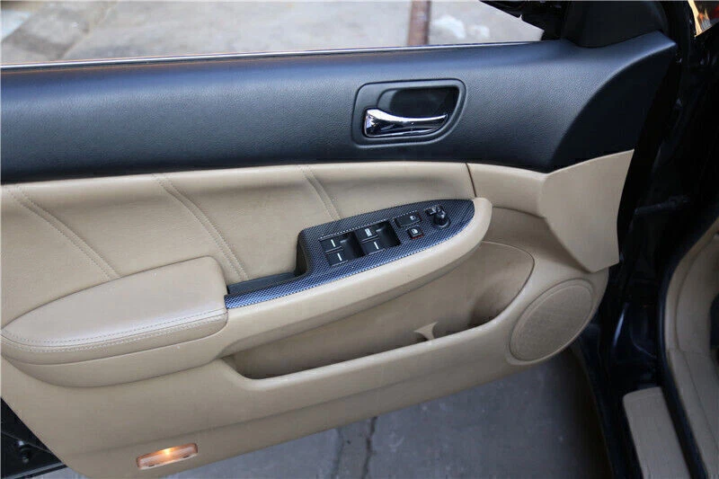 For Honda Accord 2003-07 Carbon Fiber Window Lift Panel Lock Switch Cover trim Foto 4 de 4