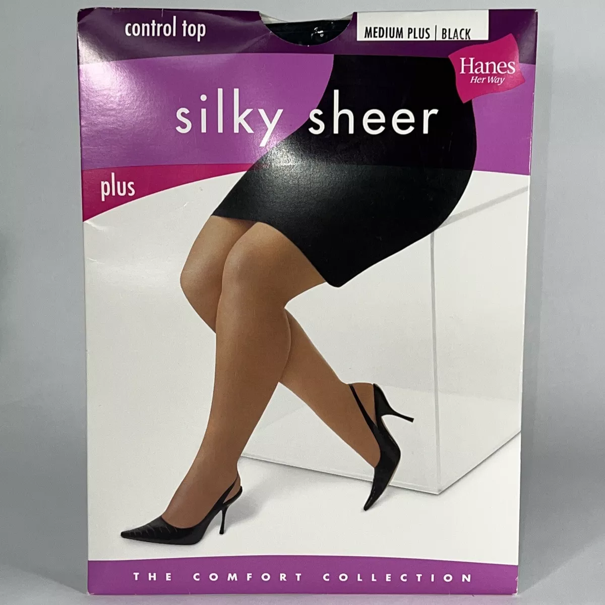 Hanes Silky Sheer Womens Plus Size Control Top Pantyhose Comfort