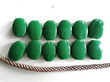 12 alte Glasperlen moosgr&uuml;n,handgemacht  3,5cm x2,5cm