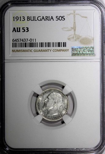 Bulgaria Ferdinand I Silver 1913 50 Stotinki NGC AU53 KM# 30 (011) - Picture 2 of 4