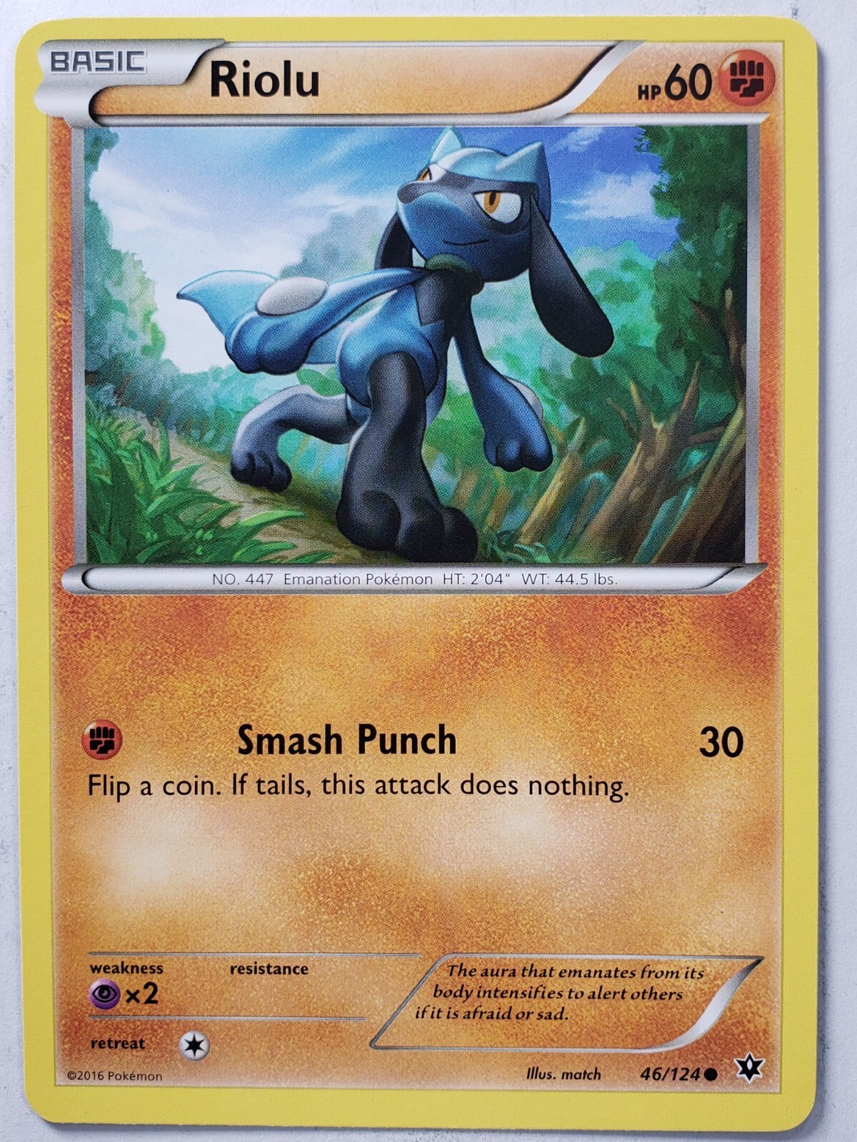Riolu 46/124 LP / VLP - XY Fates Collide Pokemon Card  - $2 Combined Shipping