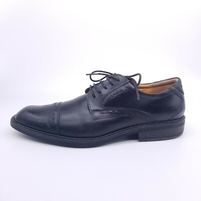 ECCO Dress Shoes Men's 9-9.5 US/ 43 EU Black Derby Cap Toe Comfort Shock Point