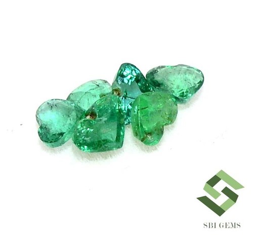 4x4 mm To 4.50 mm Natural Emerald Heart Shape Cut Lot 06 Pcs 0.92 CTS Loose Gems - Picture 4 of 5