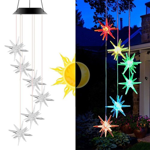 New Solar Wind Chime Colour Changing LED Light Hanging Hook Garden Ornament - Picture 24 of 26