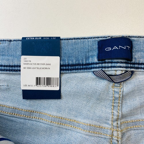 GANT MAXEN Mens Light Blue Stretch Extra Slim Fit Jeans W36 L32 - Picture 6 of 12