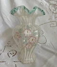 Fenton Hexagon 9.5" Hand Painted Vase Meadow Beauty Flower Vase-Ships Free!