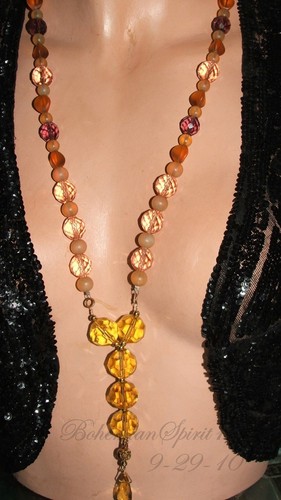 ART DECO CZECH GLASS MULTI COLOR BEADS FAPPER /NECKLACE - Picture 3 of 4