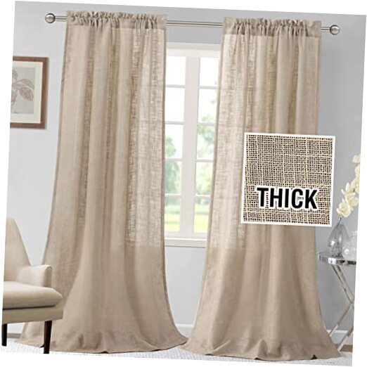 Linen Curtains 108 inches Long Natural Linen 52
