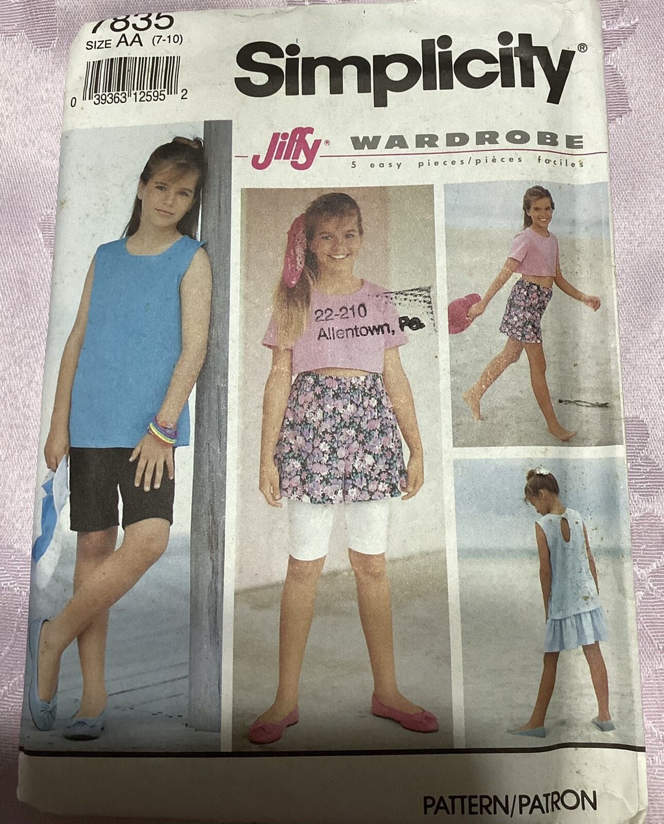 SIMPLICITY 7835 Sewing Pattern Girl’s Skirt, Shorts, Top Size 7-8-10, OOP,  Uncut