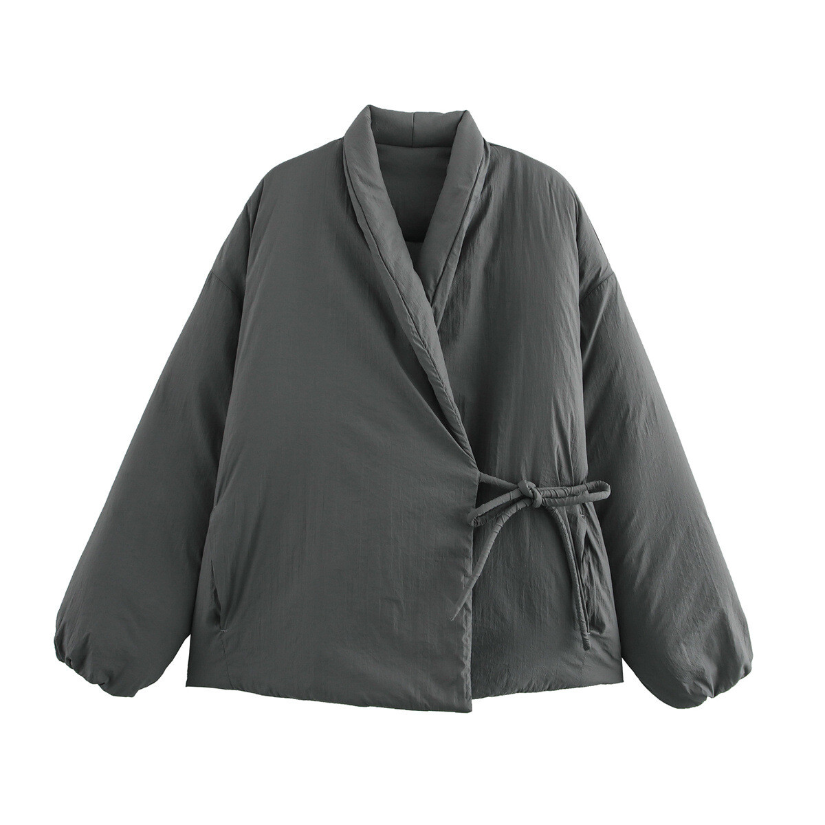 Loose Long Sleeve Kimono Cotton Jacket with Double Placket