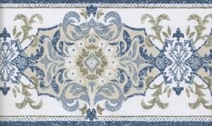 blue damask design wallpaper border ebay