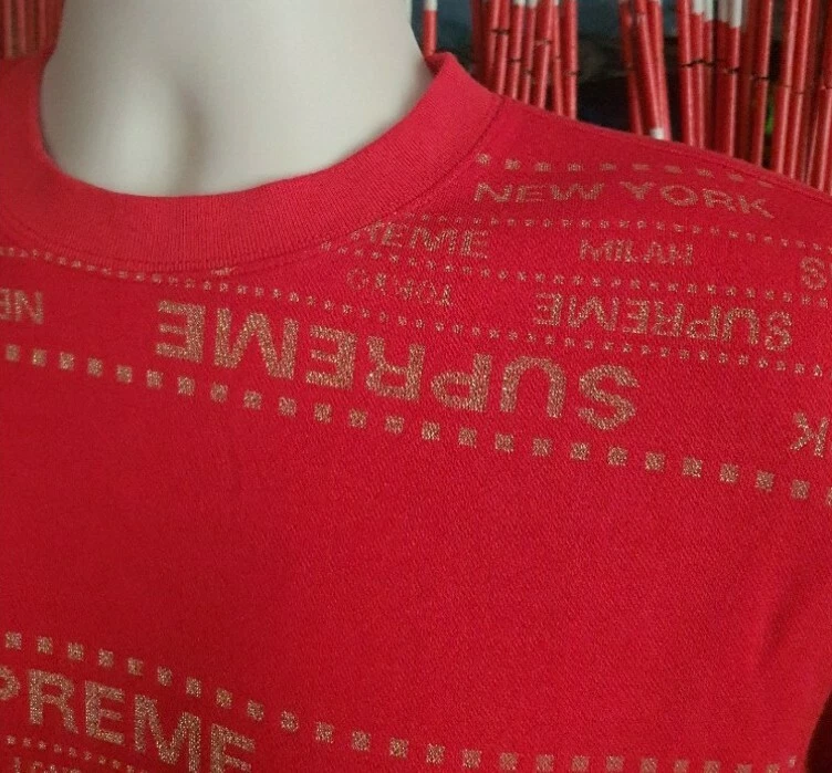 SS19 Supreme metallic jacquard red crewneck size M medium Jumper