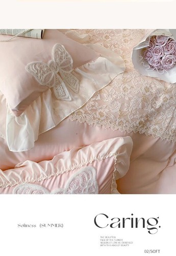 Korean Princess Bedding Set Coquette Lace Bow Beauty Lace Ruffle Comforter Sets - Foto 15 di 22
