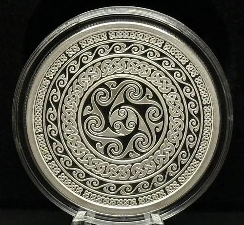 1 oz Silver Proof Celtic Swirls Silver Shield .999 Pure COA BOX 2023 Geometry