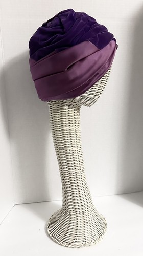 Vintage Antique Cloche Flapper Style LILAC Silk PURPLE Velvet HAT gorgeous USA - Picture 6 of 24