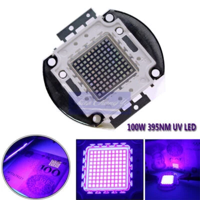 100W 395nm High Power UV Purple Light COB 3A 30V-36V Ultraviolet Copper bracke
