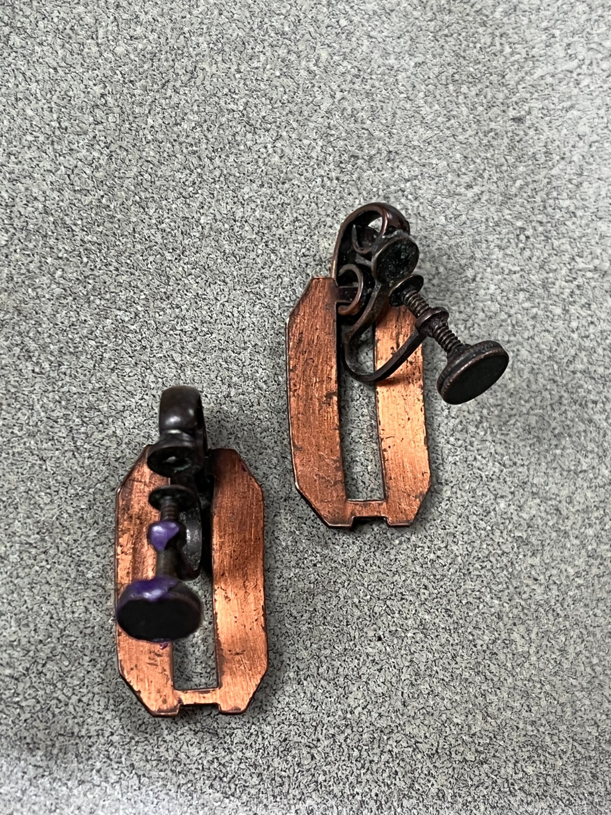 Vintage Solid Copper Rectangle w Open Center Slit… - image 4