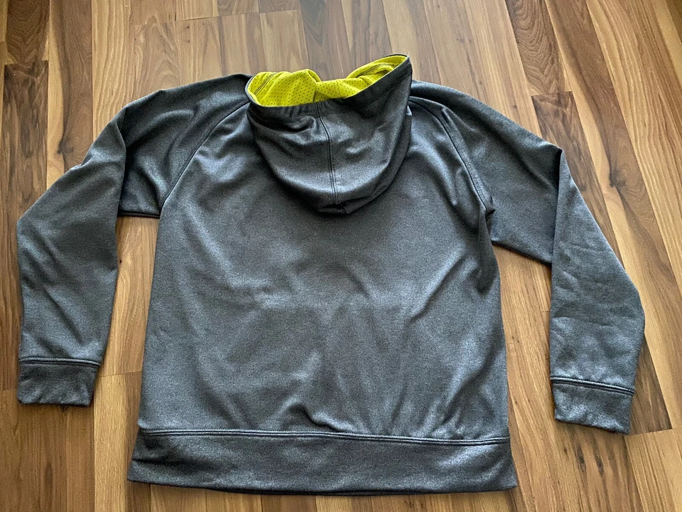 Champion Sudadera con Capucha Niños Jóvenes Sudadera Grande Pullover Gris Amarillo Fluorescente Usada en Excelente Condición Foto 4 de 4