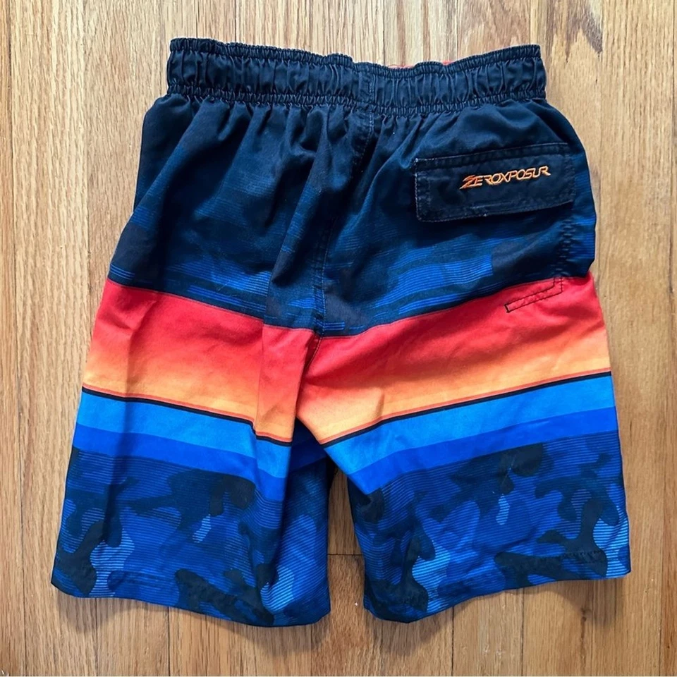 ZeroXposur Blue Orange Striped Camo Board Shorts Swim Trunks Youth M (8) - Image 2 of 4