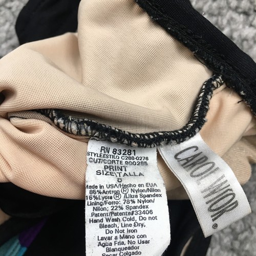 Carol Wior Womens One Piece Swimsuit Sz 8 Black Floral Scoop Neck Wide Strap - Picture 7 of 10