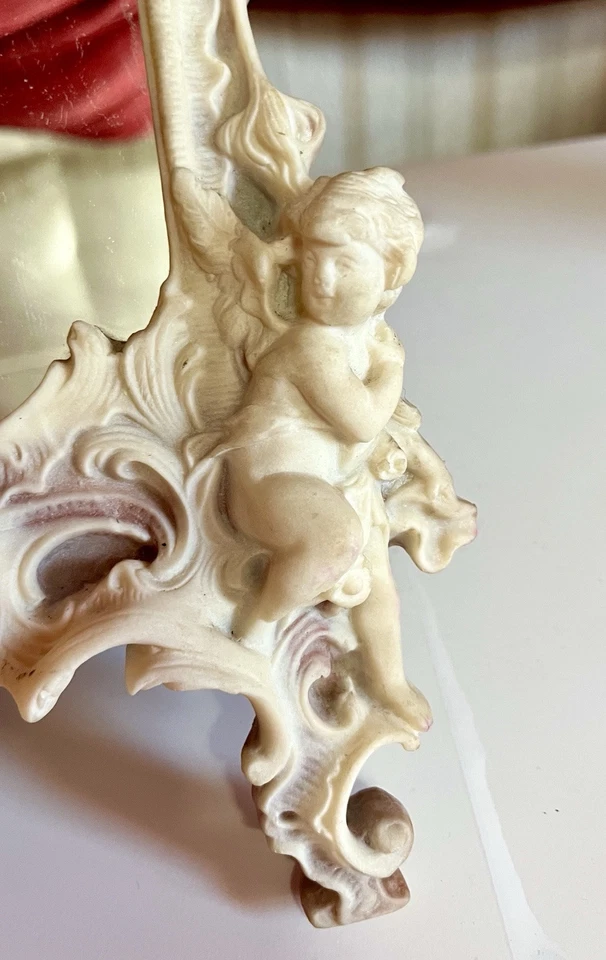 Incolay камень зеркало с женщина и Амур рельеф скульптуры стойка - Изображение 3 из 4