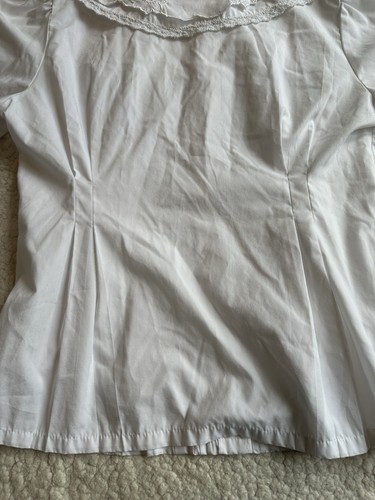 VTG Karen Scott Womens White Tuxedo Shirt Pleated Embroidered Collar Size 8 - Picture 12 of 16