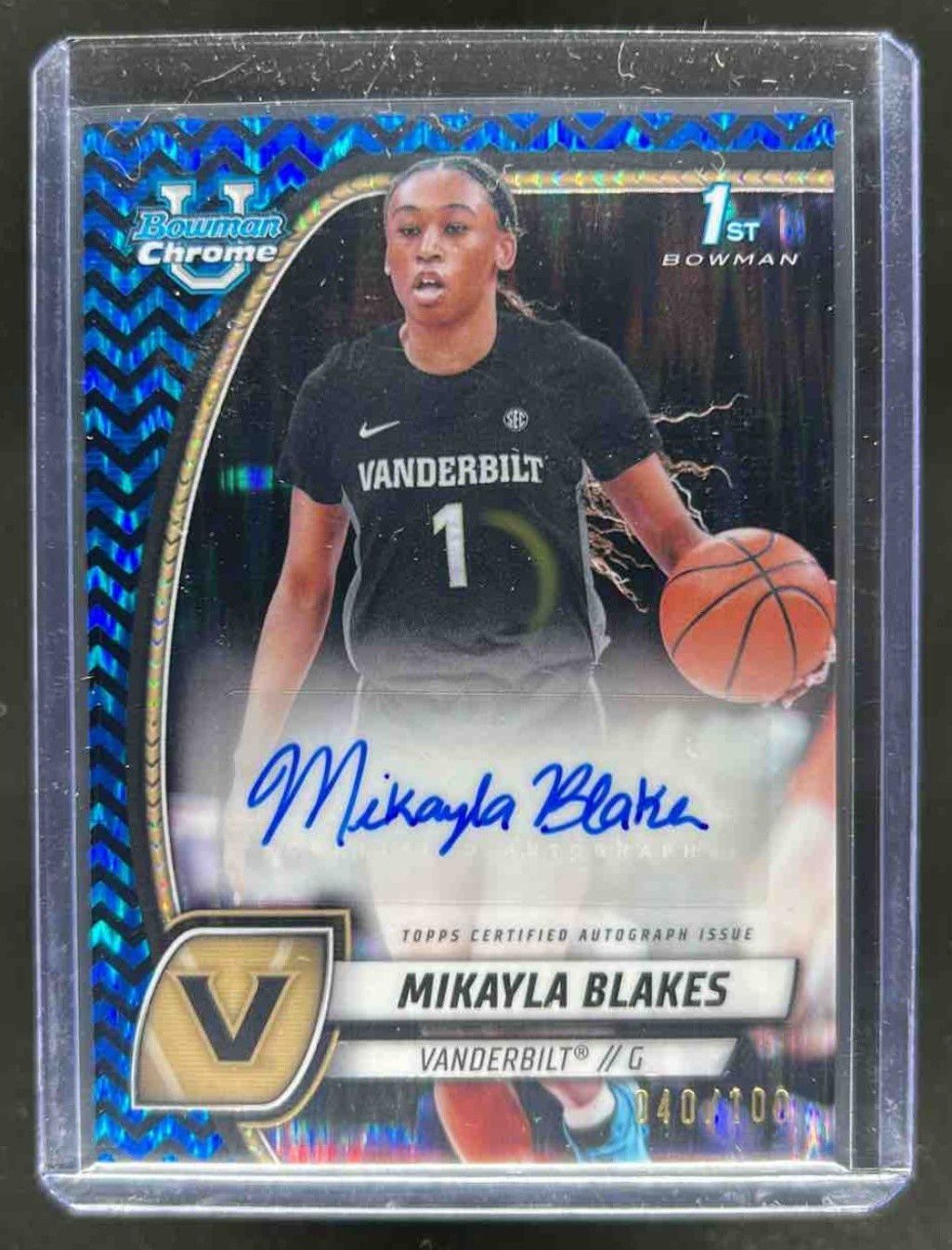 2024-25 Bowman U Chrome Mikayla Blakes Auto 1st Black and Blue Stealth #40/100