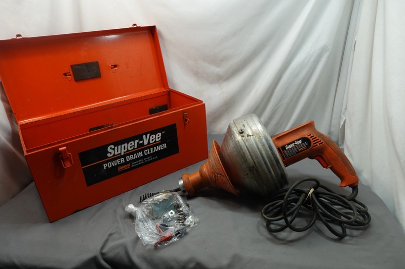 GENERAL PIPE CLEANER SUPER VEE ELECTRIC POWER DRAIN CLEANER W/METAL BOX#6355-GWS