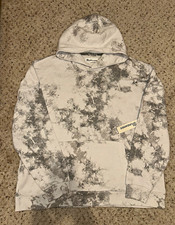 No Boundaries Men  s Tie-Dye Pullover Fleece Hoodie Pockets Gray/White XL