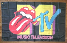 Vintage Rolling Stones MTV Banner 1980's 5 Feet x 3 Feet