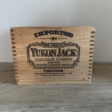 Yukon Jack Canadian Whiskey Wood Crate Wooden Box Case Slide Lid Storage