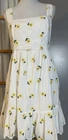 F21+ Embroidered Floral Dress 2X White Yellow Cotton Back Tie Semi Backless Boho
