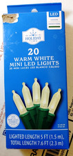 Holiday Time 20 Warm White LED Mini String Lights Christmas Green Wire Indoor