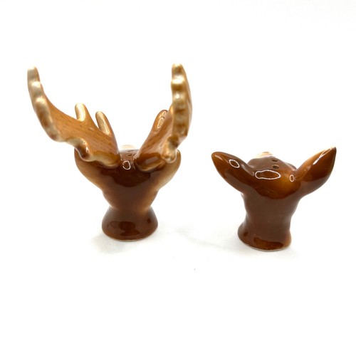 Ceramic Moose Head Salt And Pepper Shakers Made in Japan - Picture 6 of 11
