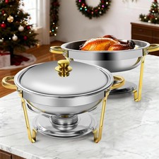 Golden 5QT Food Warmer Chafing Dishes for Buffet Chafing Dish Buffet Set w LId