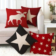 Vintage Super Star Pattern Linen Decorative Pillow Cover For Home Decor