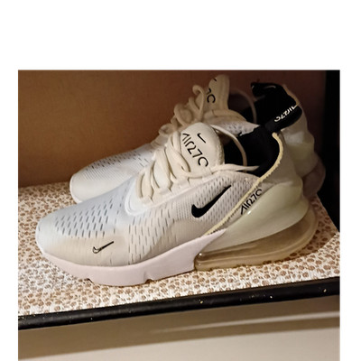 Nike Air Max 270 White Black Leather Low Top Men's Athletic Sneakers