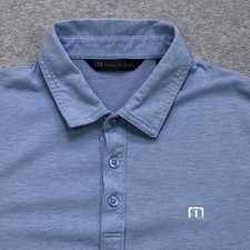 Travis Mathew Polo Shirt Men's Medium Blue Golf Performance Lightweight Logo