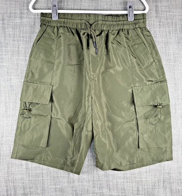Size M (Women's L) - WESC Nylon Cargo Wind Shorts Olive Green Lightweight NWT
