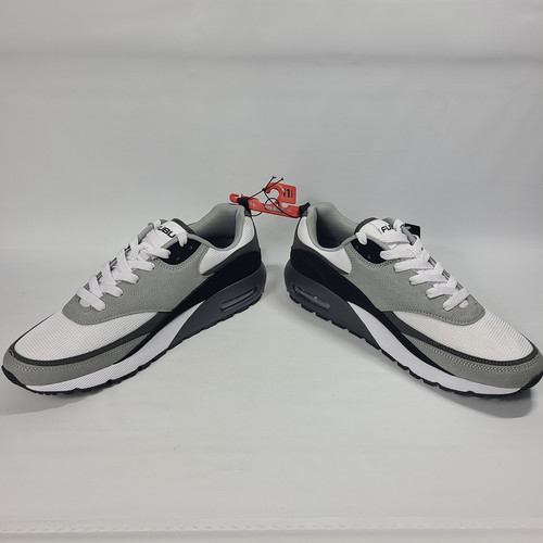 Fubu 02 Jogger Größe 11,5 Herren Basketball Niedrig Tennisschuhe Sneaker Grau Weiß - Bild 3 von 12