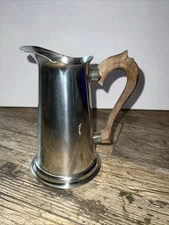 Vintage Stieff Pewter Wood Handle Farmhouse Water Pitcher Jug Bar Serve P23-7